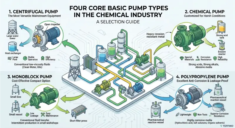 Four chemical pump types