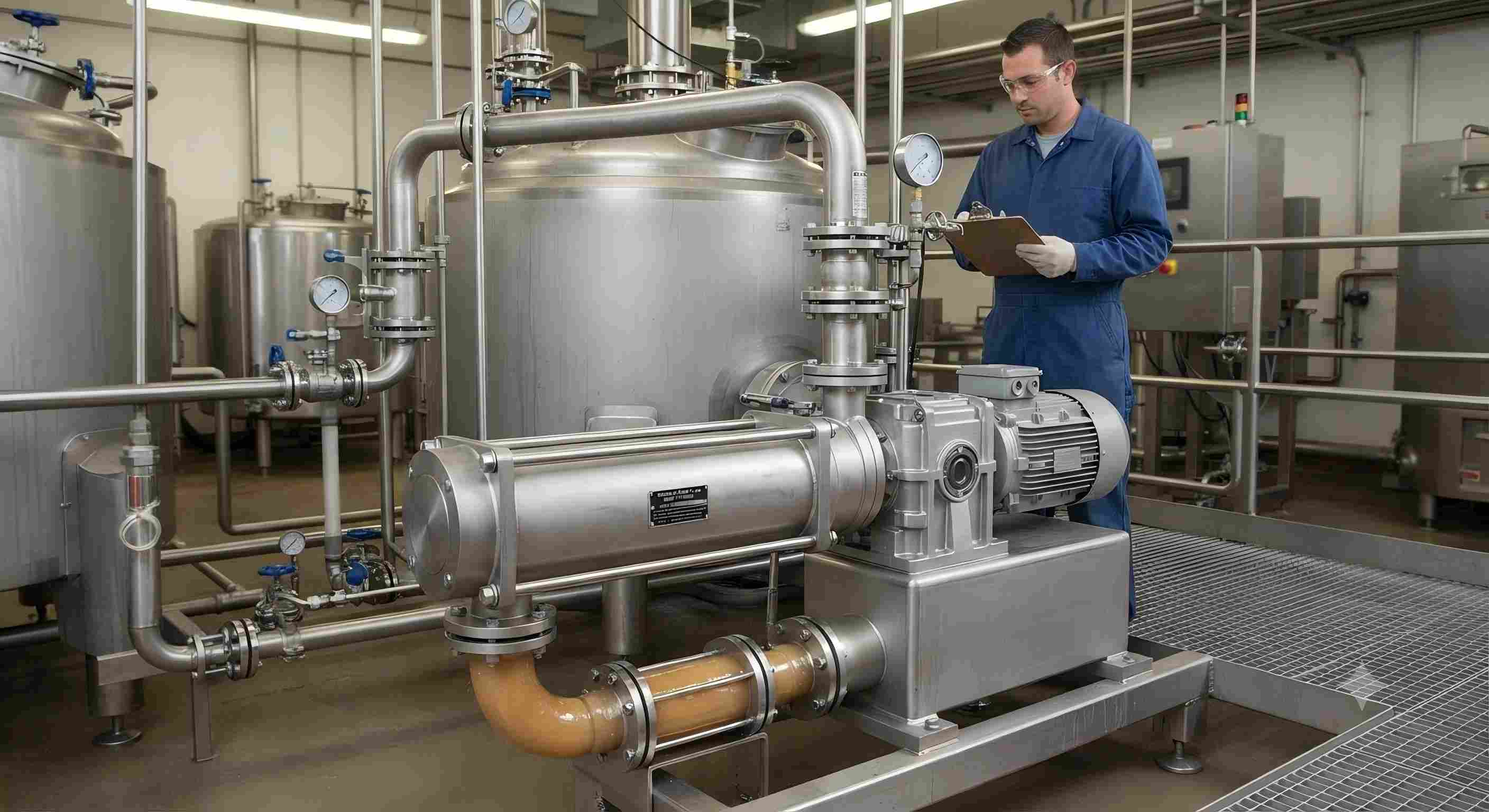 Industrial Technician Checking Screw Pump
